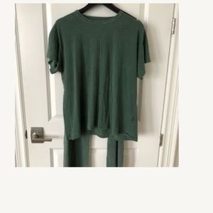 THE GREAT JERSEY CROP PANTS & MATCHING BOXY CREW EMERALD GREEN - 2pc